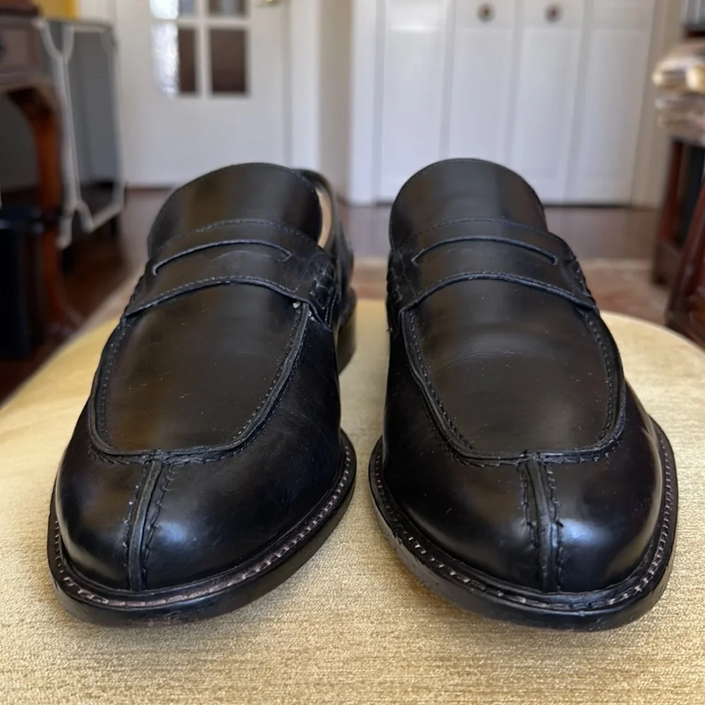 Bugatchi Men’s Black Leather Loafer Slip On Dress Shoe Size 11 Made in Italy